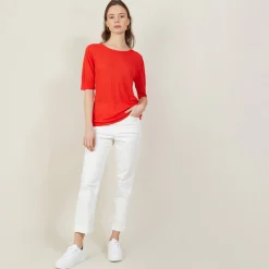 Maison Montagut T-Shirt Col Rond En Lin Flamme - Bonnie><noscript><img width=