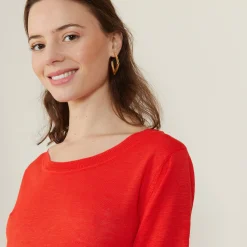 Maison Montagut T-Shirt Col Rond En Lin Flamme - Bonnie><noscript><img width=