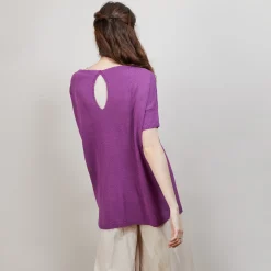 Maison Montagut T-Shirt Col Rond En Viscose Crepe - Bibiche><noscript><img width=