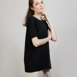 Maison Montagut T-Shirt Col Rond En Viscose Crepe - Bibiche><noscript><img width=