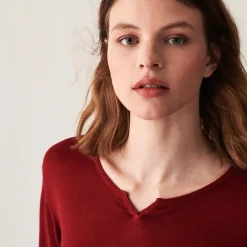 Maison Montagut T-Shirt Col Tunisien En Bambou Cachemire Fine Maille - Betty><noscript><img width=