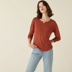 Maison Montagut T-Shirt Col Tunisien En Bambou Cachemire Fine Maille - Betty><noscript><img width=