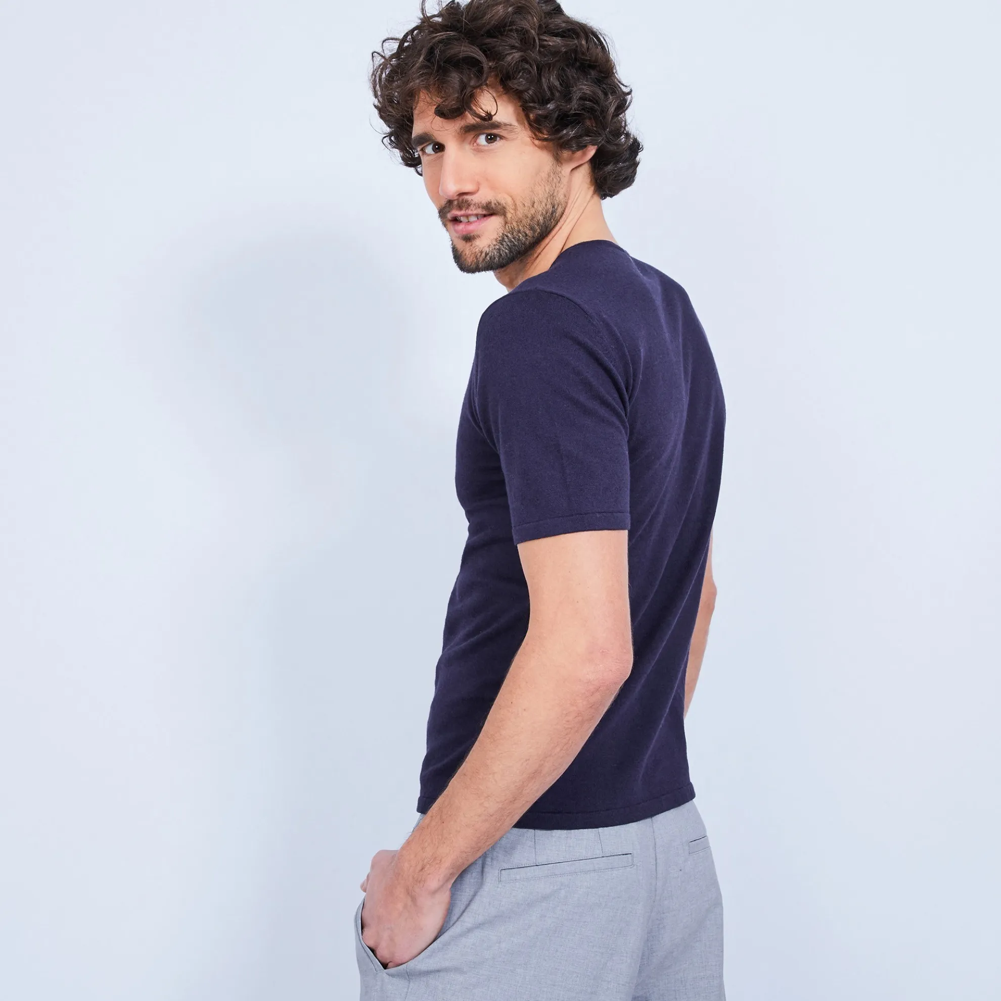Maison Montagut T-Shirt Col Tunisien En Coton Cachemire - Haruni>Homme T-Shirts