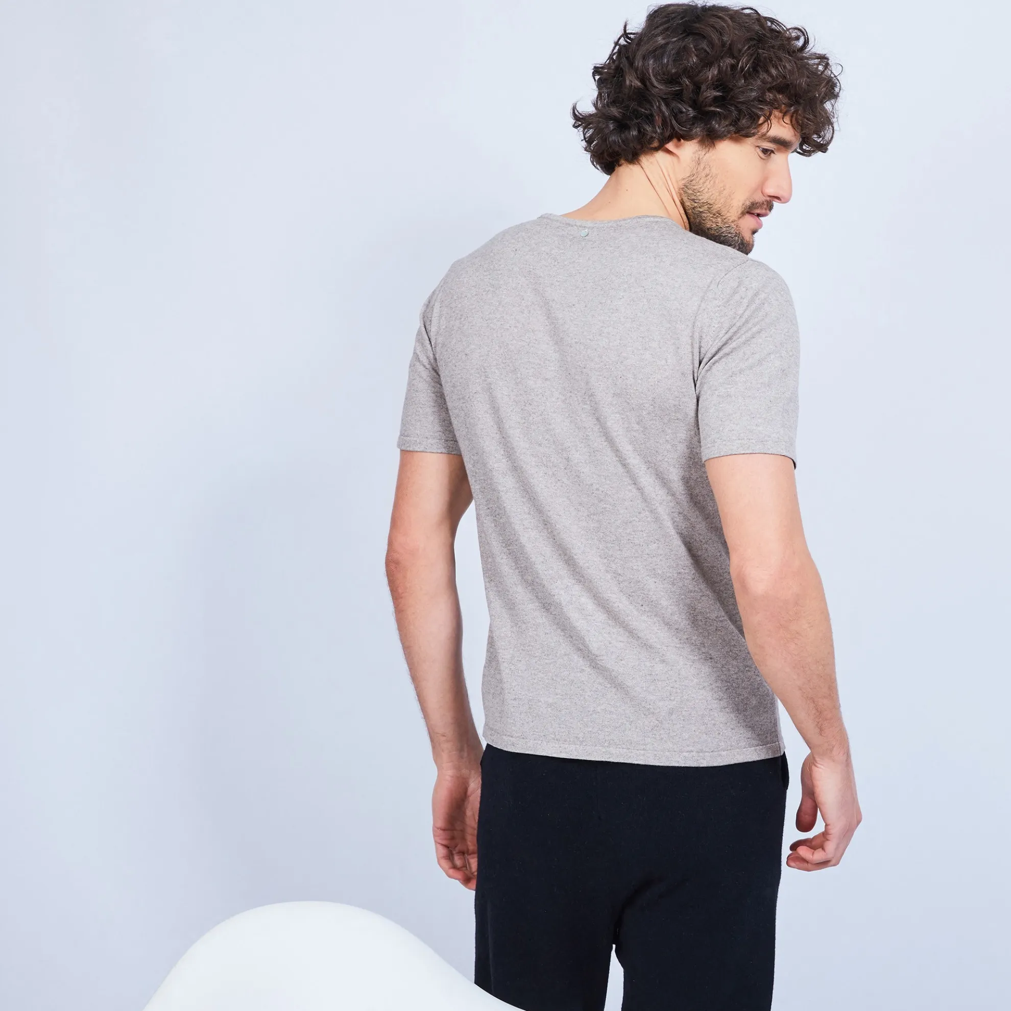 Maison Montagut T-Shirt Col Tunisien En Coton Cachemire - Haruni>Homme T-Shirts