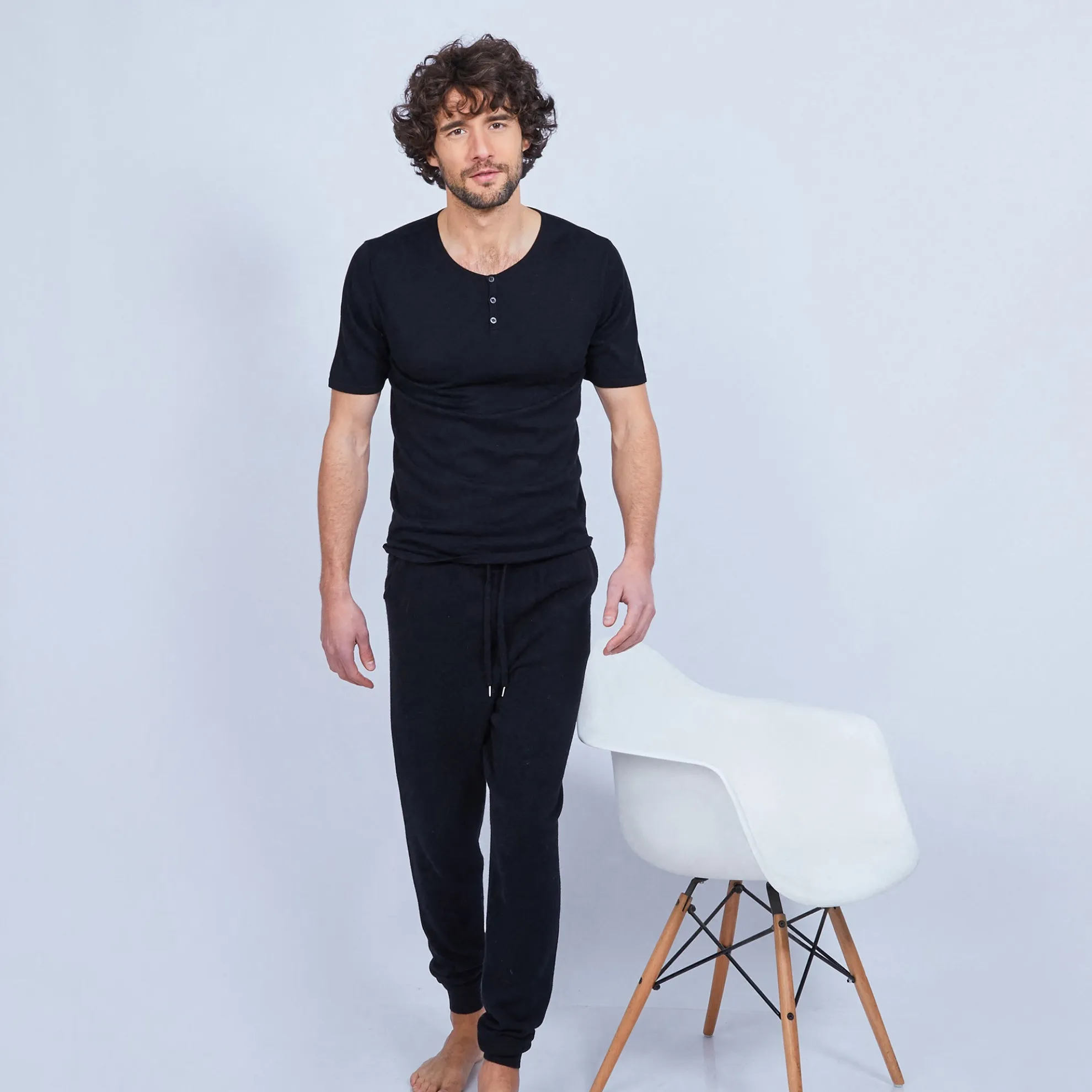 Maison Montagut T-Shirt Col Tunisien En Coton Cachemire - Haruni>Homme T-Shirts