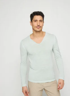 Maison Montagut T-Shirt Col Tunisien En Lin Flamme - Blayne><noscript><img width=