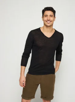 Maison Montagut T-Shirt Col Tunisien En Lin Flamme - Blayne><noscript><img width=