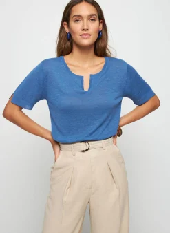 Maison Montagut T-Shirt Col Tunisien En Lin Flamme - Boheme><noscript><img width=