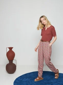 Maison Montagut T-Shirt Col Tunisien En Lin Flamme - Boheme><noscript><img width=