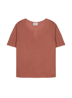 Maison Montagut T-Shirt Col Tunisien En Lin Flamme - Boheme><noscript><img width=