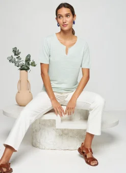 Maison Montagut T-Shirt Col Tunisien En Lin Flamme - Boheme><noscript><img width=