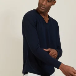 Maison Montagut T-Shirt Col Tunisien En Lin Flamme - Blayne><noscript><img width=