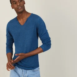 Maison Montagut T-Shirt Col Tunisien En Lin Flamme - Blayne><noscript><img width=