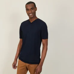 Maison Montagut T-Shirt Col Tunisien En Lin Flamme - Baraka><noscript><img width=