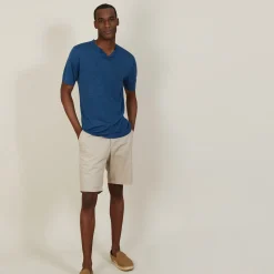 Maison Montagut T-Shirt Col Tunisien En Lin Flamme - Baraka><noscript><img width=