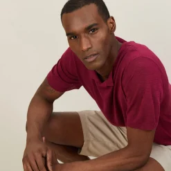 Maison Montagut T-Shirt Col Tunisien En Lin Flamme - Baraka><noscript><img width=