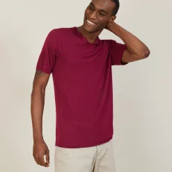 Maison Montagut T-Shirt Col Tunisien En Lin Flamme - Baraka><noscript><img width=