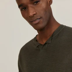 Maison Montagut T-Shirt Col Tunisien En Lin Flamme - Baraka><noscript><img width=