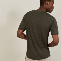 Maison Montagut T-Shirt Col Tunisien En Lin Flamme - Baraka><noscript><img width=