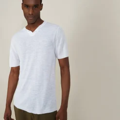 Maison Montagut T-Shirt Col Tunisien En Lin Flamme - Baraka><noscript><img width=