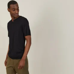 Maison Montagut T-Shirt Col Tunisien En Lin Flamme - Baraka><noscript><img width=