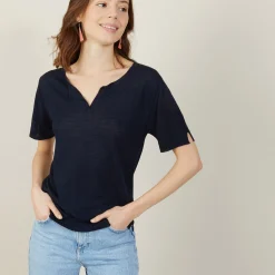 Maison Montagut T-Shirt Col Tunisien En Lin Flamme - Boheme><noscript><img width=