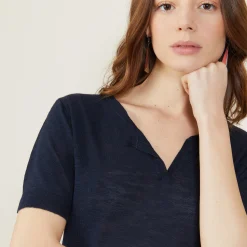 Maison Montagut T-Shirt Col Tunisien En Lin Flamme - Boheme><noscript><img width=