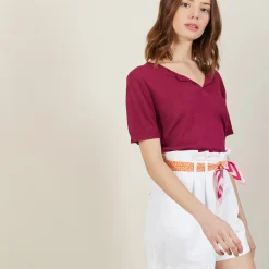 Maison Montagut T-Shirt Col Tunisien En Lin Flamme - Boheme><noscript><img width=