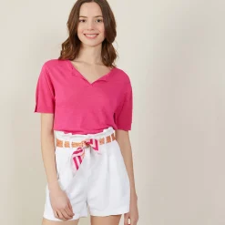 Maison Montagut T-Shirt Col Tunisien En Lin Flamme - Boheme><noscript><img width=