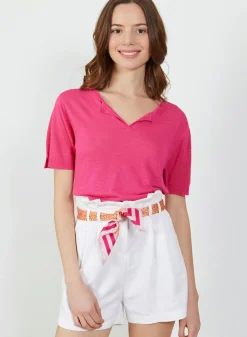 Maison Montagut T-Shirt Col Tunisien En Lin Flamme - Boheme><noscript><img width=