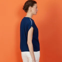 Maison Montagut T-Shirt Col V En Lin Cachemire - Meg><noscript><img width=