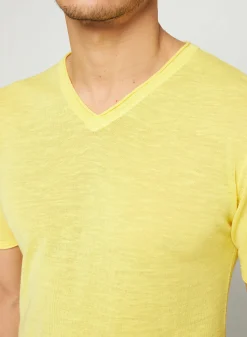 Maison Montagut T-Shirt Col V En Lin Flamme - Reuben><noscript><img width=