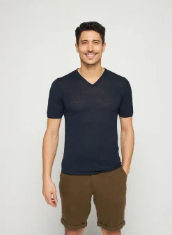 Maison Montagut T-Shirt Col V En Lin Flamme - Reuben><noscript><img width=