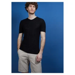 Maison Montagut T-Shirt Col V En Lin Flamme - Bobelia><noscript><img width=