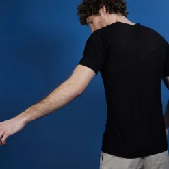 Maison Montagut T-Shirt Col V En Lin Flamme - Bobelia><noscript><img width=