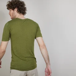 Maison Montagut T-Shirt Col V En Lin Flamme - Bobelia><noscript><img width=