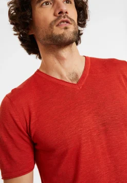 Maison Montagut T-Shirt Col V En Lin Flamme - Reuben><noscript><img width=