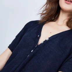 Maison Montagut T-Shirt En Lin Col V Boutonne - Maati><noscript><img width=