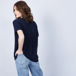 Maison Montagut T-Shirt En Lin Col V Boutonne - Maati><noscript><img width=