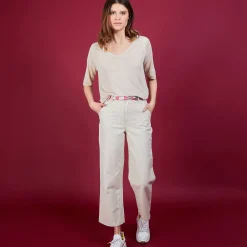 Maison Montagut T-Shirt En Lin Flamme Manches Coudes - Bonbon><noscript><img width=