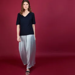 Maison Montagut T-Shirt En Lin Flamme Manches Coudes - Bonbon><noscript><img width=