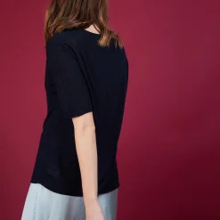 Maison Montagut T-Shirt En Lin Flamme Manches Coudes - Bonbon><noscript><img width=