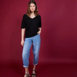 Maison Montagut T-Shirt En Lin Flamme Manches Coudes - Bonbon><noscript><img width=