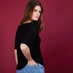 Maison Montagut T-Shirt En Lin Flamme Manches Coudes - Bonbon><noscript><img width=