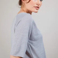 Maison Montagut T-Shirt En Lin Flamme Manches Coudes - Bonbon><noscript><img width=