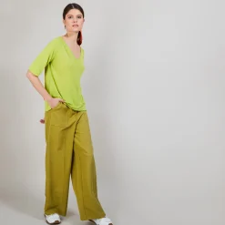 Maison Montagut T-Shirt En Lin Flamme Manches Coudes - Bonbon><noscript><img width=