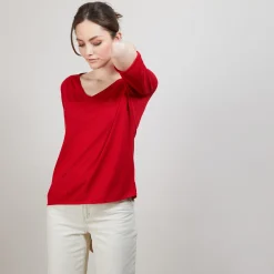 Maison Montagut T-Shirt En Lin Flamme Manches Coudes - Bonbon><noscript><img width=