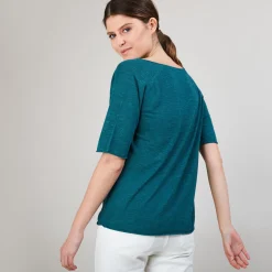 Maison Montagut T-Shirt En Lin Flamme Manches Coudes - Bonbon><noscript><img width=