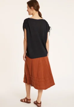 Maison Montagut T-Shirt En Lin Flamme Resserrage Epaules - Marine><noscript><img width=