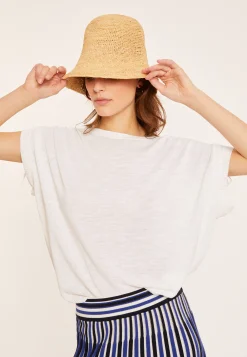 Maison Montagut T-Shirt En Lin Flamme Resserrage Epaules - Marine><noscript><img width=